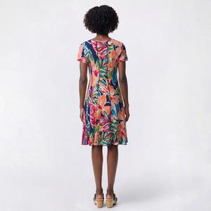 Womens Sami & Jo Keyhole Neck Floral Abstract A-Line Dress alternate view